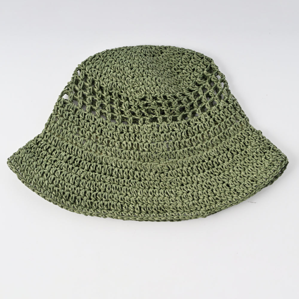 K&Co Sorrento Straw Bucket Hat - KHAKI